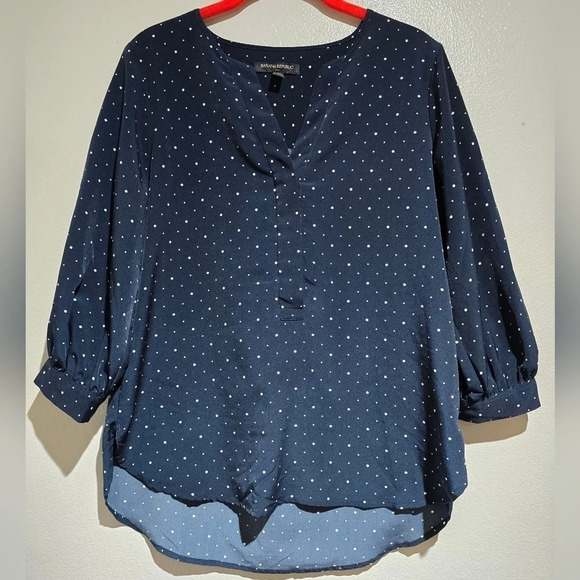 ✨️4/$20. BANANA REPUBLIC Long Sleeve Polka Dot High Low V-Neck Blouse, Petite S - Picture 3 of 15